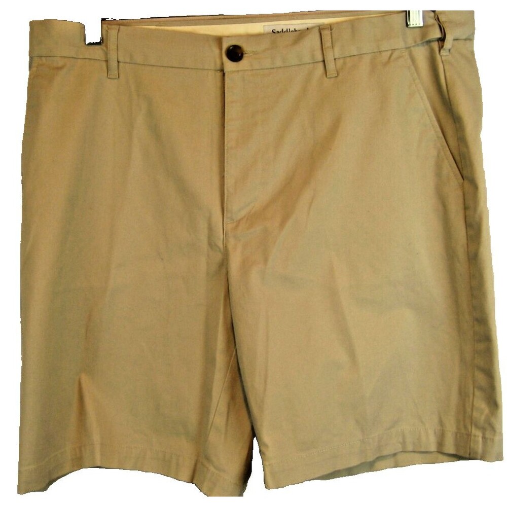 Mens Saddlebred Traveler Classic Khaki Stretch Flat Front Casual Shorts sz 38x10
